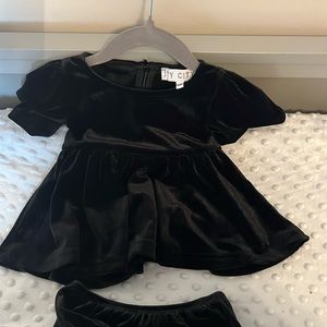 Ivy City Co Black Velvet Dress 6-9M